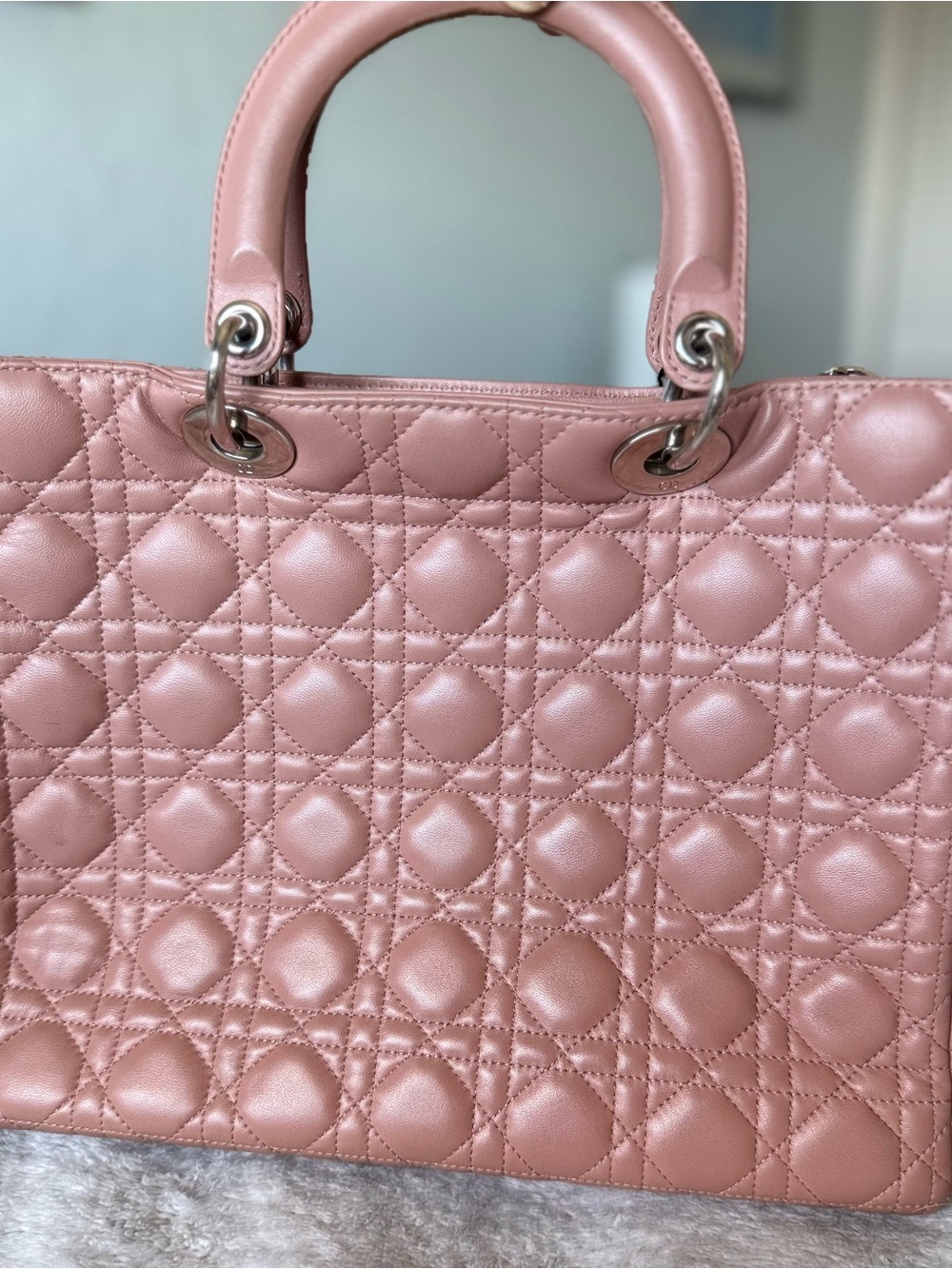 Christian Dior Large LADY DIOR Bag Pristine in Powder Pink Lambskin 💖 - Picture 7 of 14
